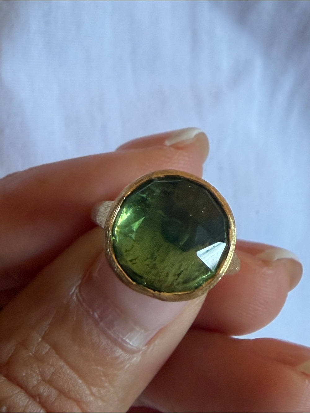 Marco Bicego Jaipur 18K Yellow Gold Green Tourmaline Rose Cut Ring Size 4.25 - Picture 3 of 16